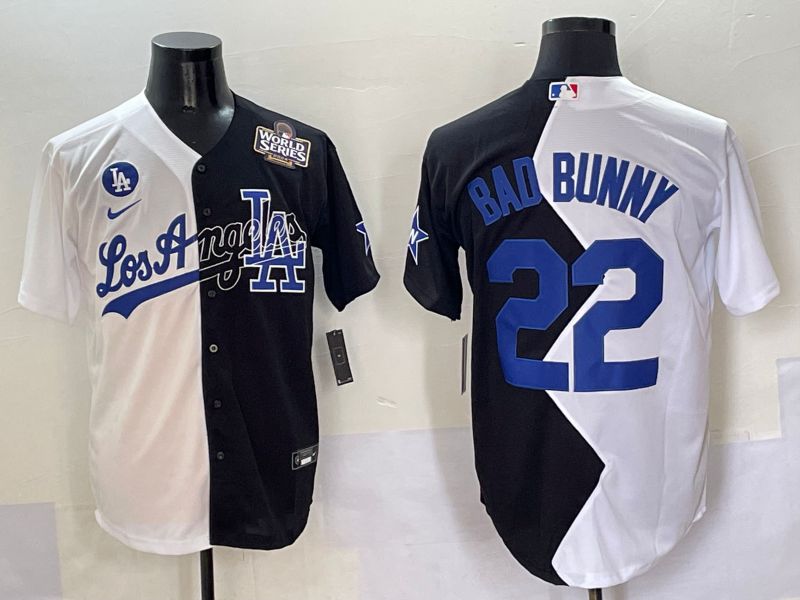 Men Los Angeles Dodgers 22 Bad bunny Black White Game Nike 2025 MLB Jersey style 11